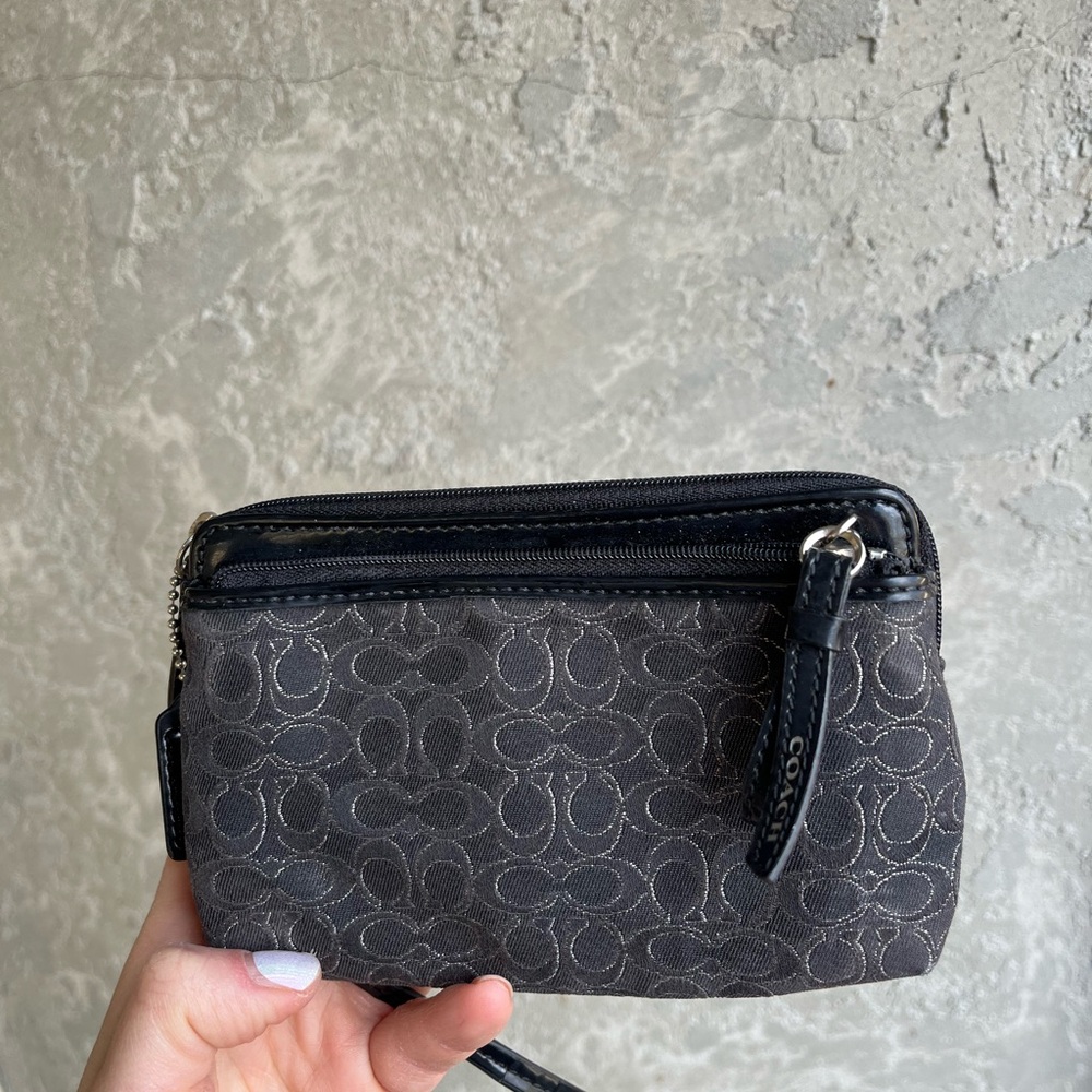 Vintage black and silver coach wristlet